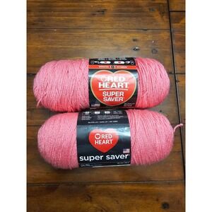 Red Heart Super Saver Yarn Coral Pink Worsted Acrylic Knitting Crochet 2 Skeins